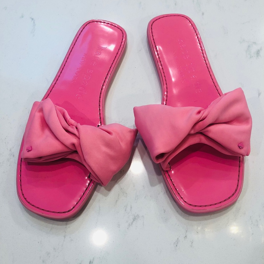 💓Kate Spade💓 pink bow flat slides
